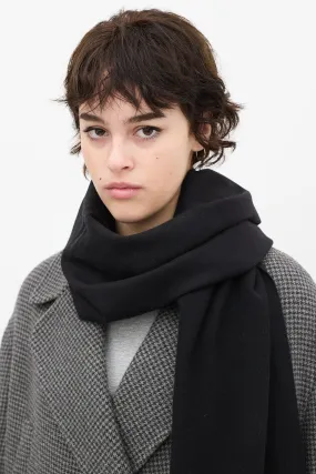 Black Logo Fringe Scarf