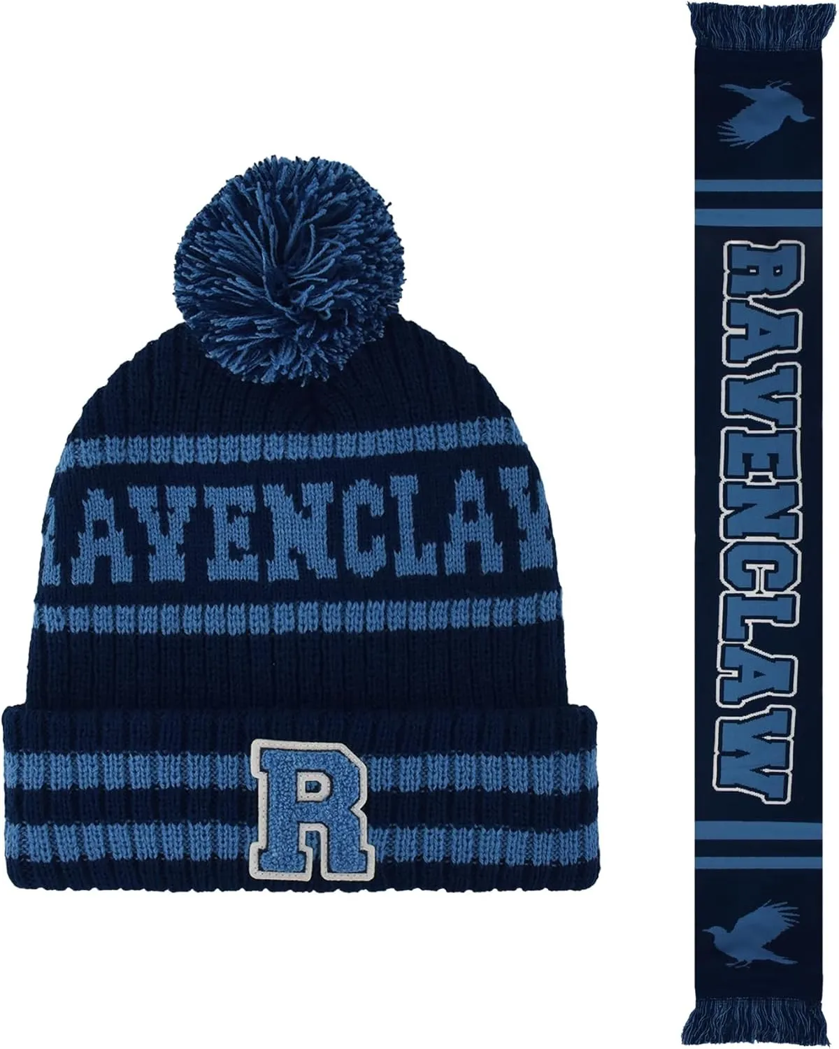 Concept One unisex-adult Harry Potter Beanie Hat and Scarf Set, Hogwarts Collegiate Winter Knit Cap With Cuff and Pom