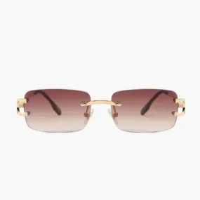 Elegant Vintage Gold Metal Sunglasses with Colorful Gradient Lenses - UV400 Protection Fashion Accessory