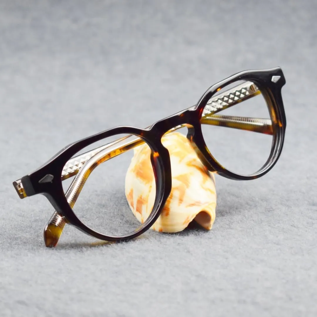 Eyeglasses Frames Glasses Vintage Acetate Round Spring Hinges Glass Unisex for Men Women