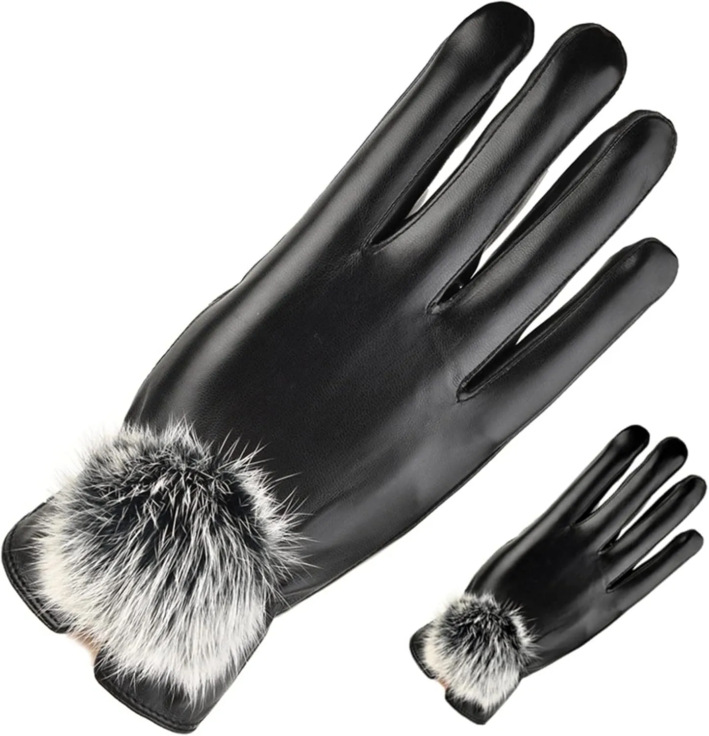 Faux Leather Gloves for Women Winter Warm Touchscreen Texting Fleece Lined Driving Motorcycle Dress Gloves