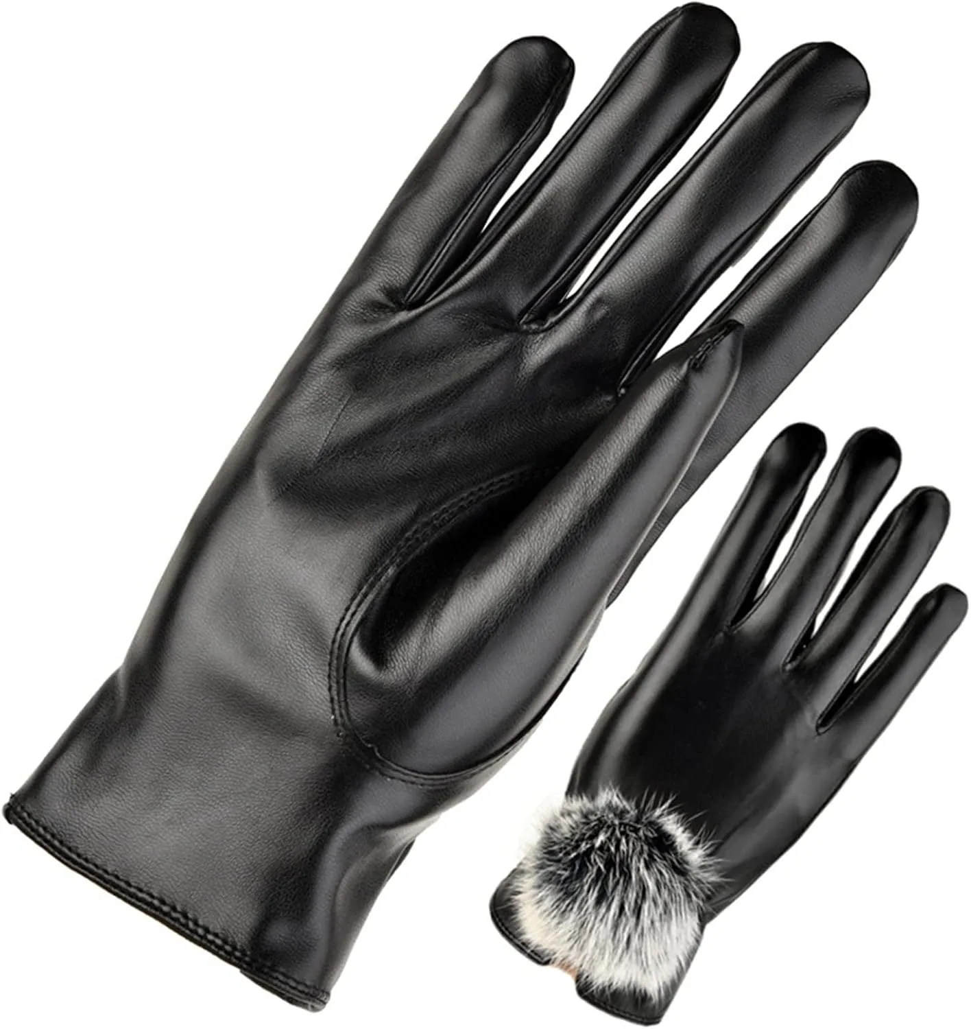 Faux Leather Gloves for Women Winter Warm Touchscreen Texting Fleece Lined Driving Motorcycle Dress Gloves