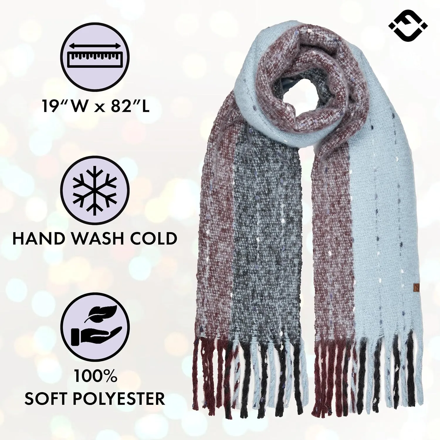 Funky Junque Luxury Cashmere Feel Winter Scarf - Soft Warm Knit Shawl - Mother's Day Gift - for Women - Multiple Patterns