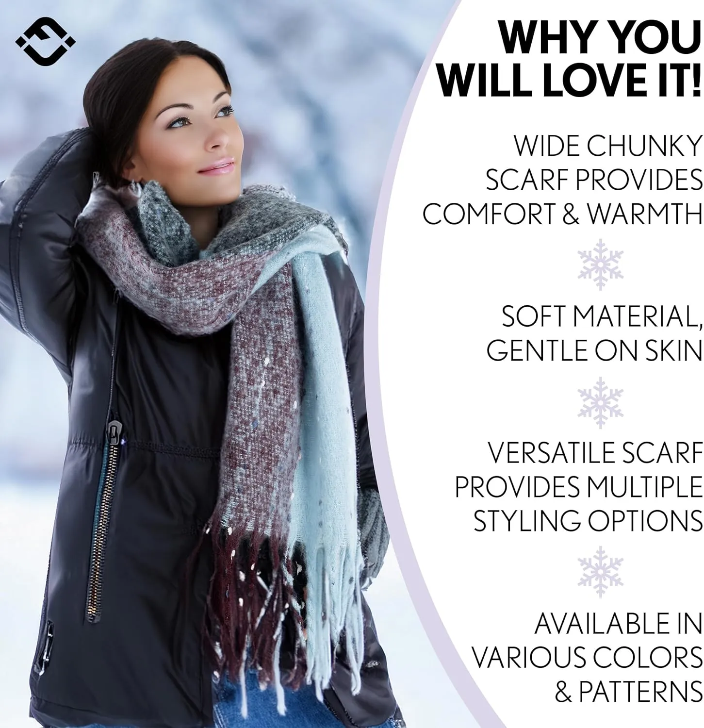 Funky Junque Luxury Cashmere Feel Winter Scarf - Soft Warm Knit Shawl - Mother's Day Gift - for Women - Multiple Patterns