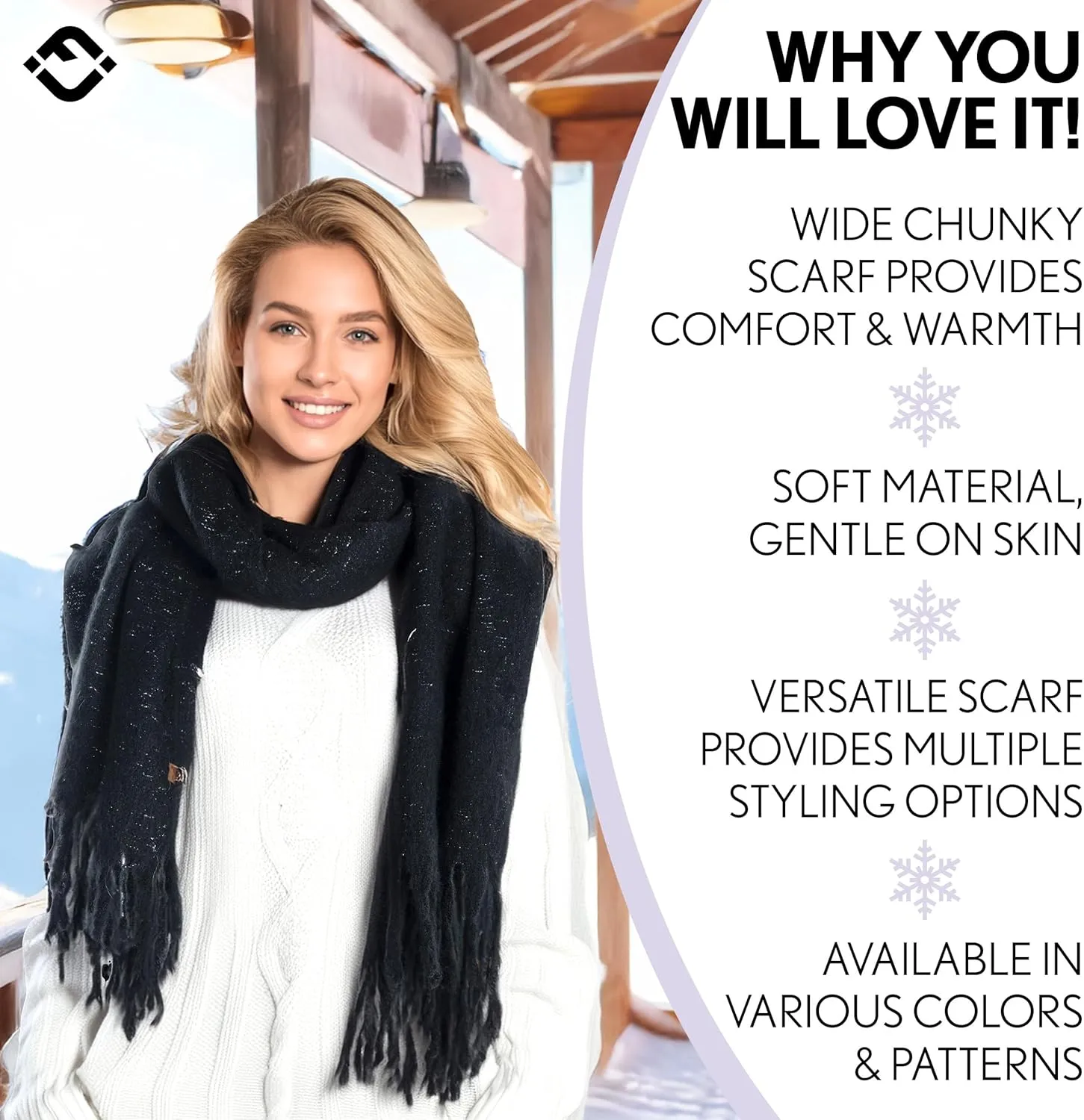 Funky Junque Luxury Cashmere Feel Winter Scarf - Soft Warm Knit Shawl - Mother's Day Gift - for Women - Multiple Patterns