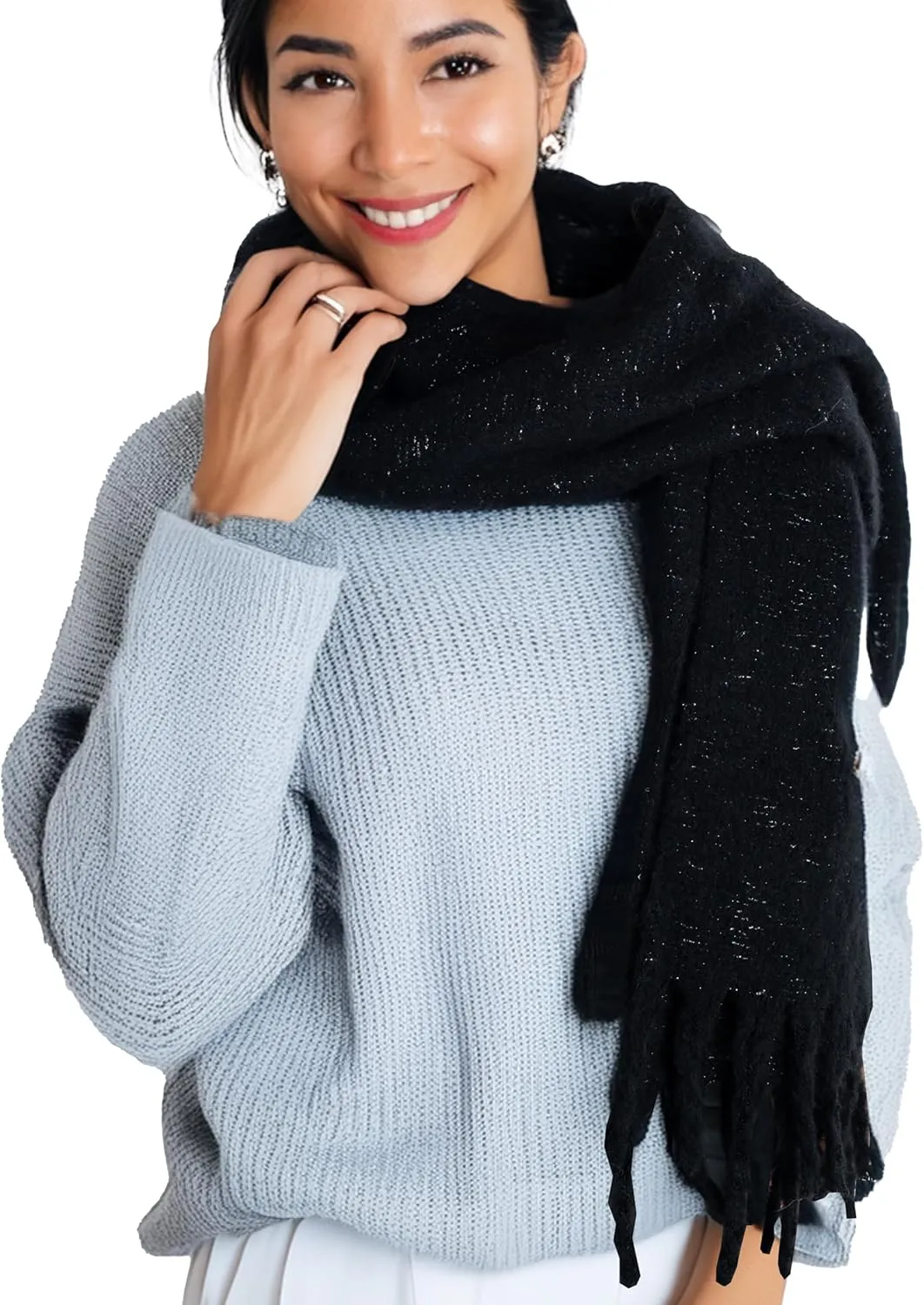 Funky Junque Luxury Cashmere Feel Winter Scarf - Soft Warm Knit Shawl - Mother's Day Gift - for Women - Multiple Patterns