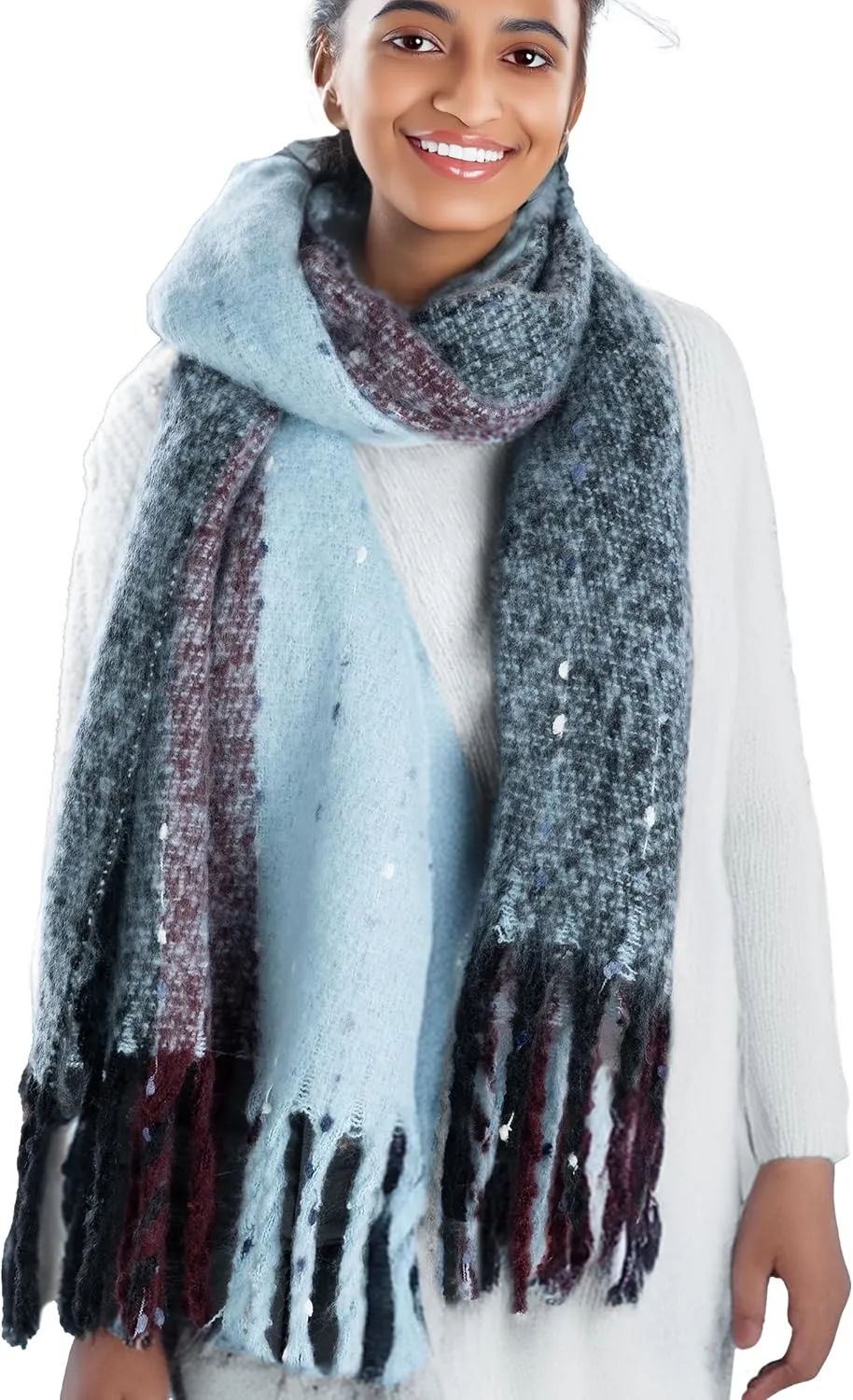 Funky Junque Luxury Cashmere Feel Winter Scarf - Soft Warm Knit Shawl - Mother's Day Gift - for Women - Multiple Patterns