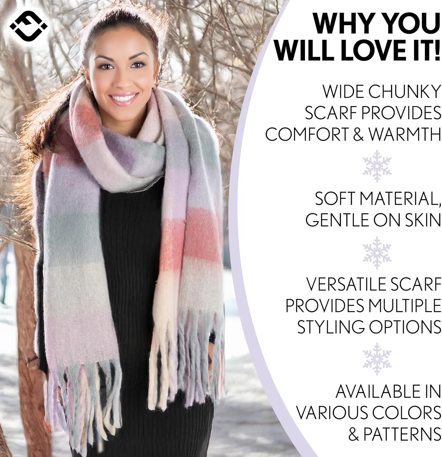 Funky Junque Luxury Cashmere Feel Winter Scarf - Soft Warm Knit Shawl - Mother's Day Gift - for Women - Multiple Patterns