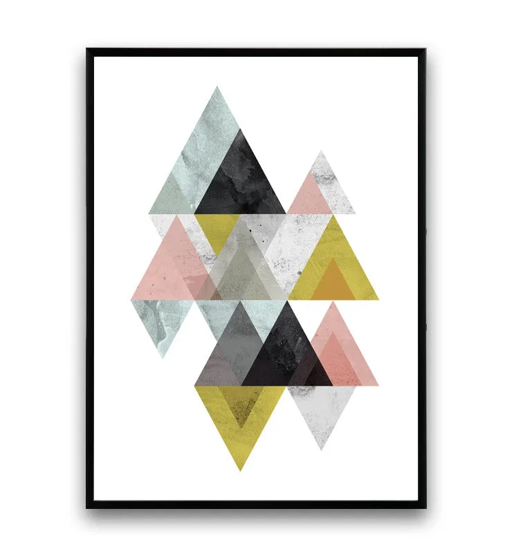 Geometric mountains print, abstract design poster, watercolor print