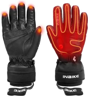 KUTOOK Heated Gloves with 7.4V Battery 22.2WH Made of Goatskin Leather for Motorcycle Skiing Snowboarding Works up to 2.5-5 Hours