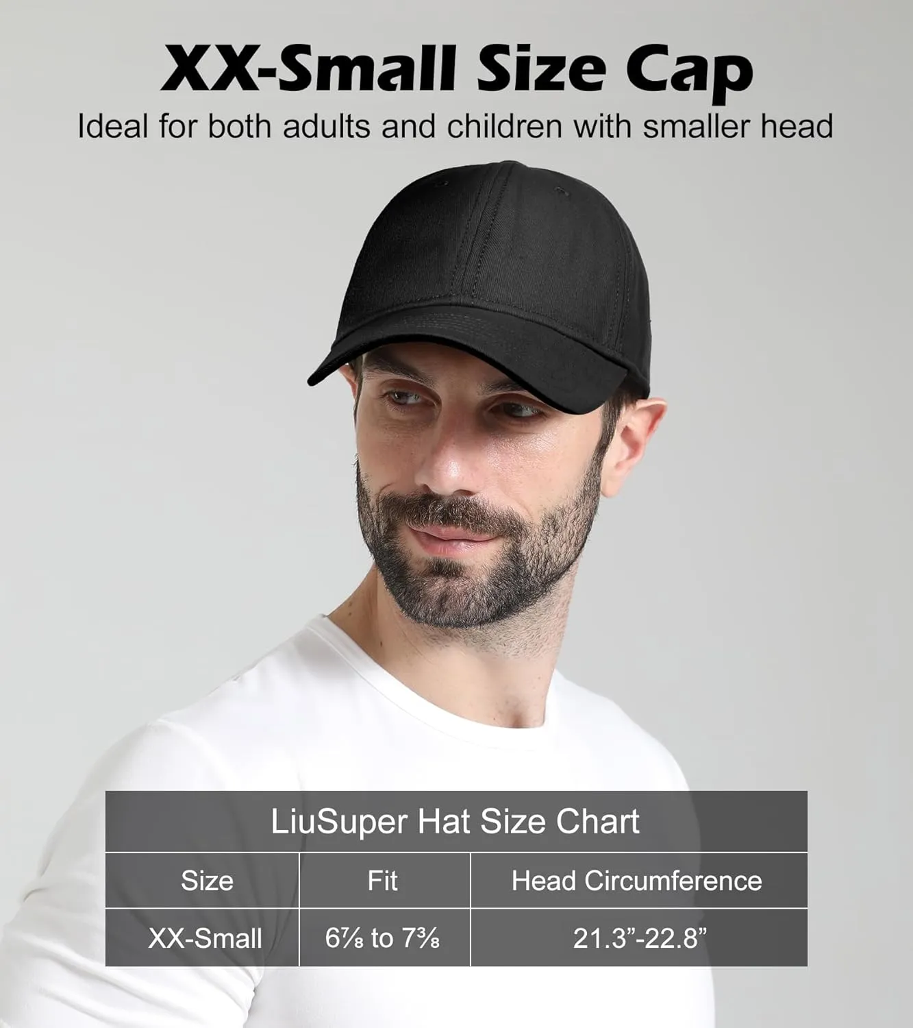 LiuSuper Hats for Small Heads Men, Petite Baseball Caps for Women, XXS Adjustable Trucker Hat Dad Hat(21.3"-22.8", 54cm-58cm)