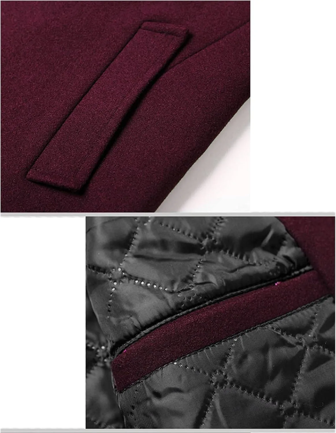 Maiyifu-GJ Mens Wool Blend Trench Coat Stand Collar Single Breasted Business Pea Coats Stylish Mid-Length Overcoat Jacket