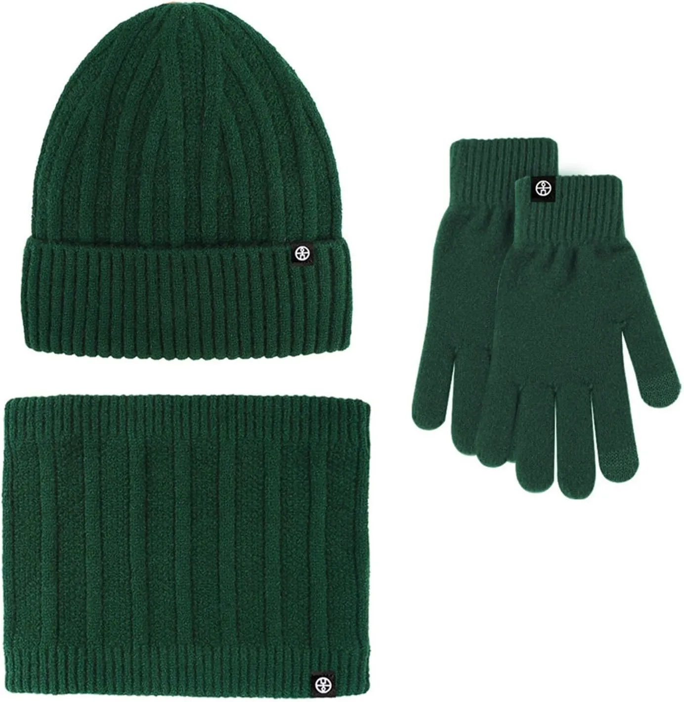 Men Women Winter Hat Warmer Scarf Touchscreen Gloves Set Warmer Neck Thick Knit Hat Scarf Gloves Hat Set for Teen
