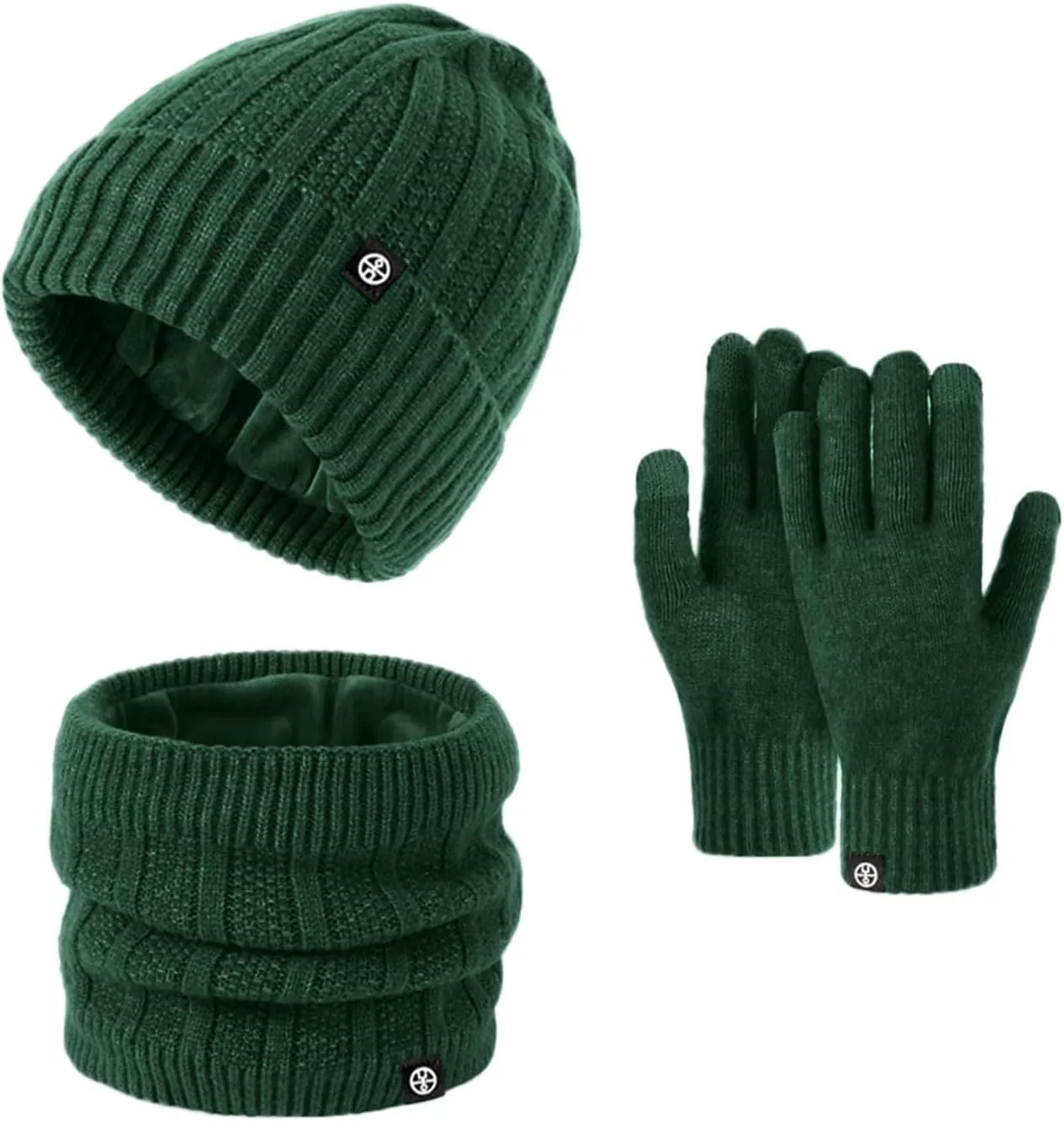 Men Women Winter Hat Warmer Scarf Touchscreen Gloves Set Warmer Neck Thick Knit Hat Scarf Gloves Hat Set for Teen
