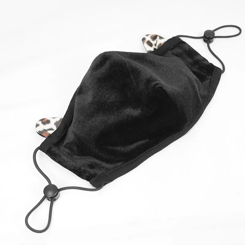 MK033 punk women leopard cat ears high quality dense velvet face mask