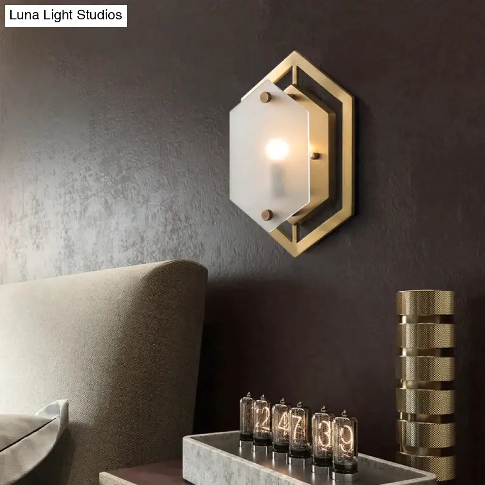Modern Minimalist Luxury Hexagonal Copper Wall Lamp