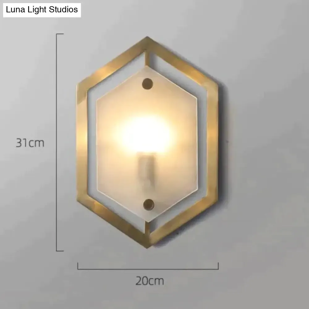 Modern Minimalist Luxury Hexagonal Copper Wall Lamp