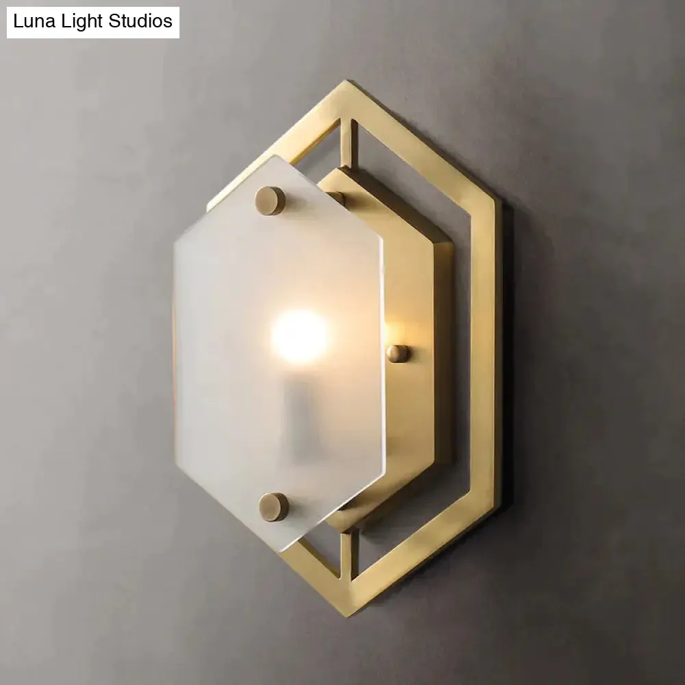 Modern Minimalist Luxury Hexagonal Copper Wall Lamp