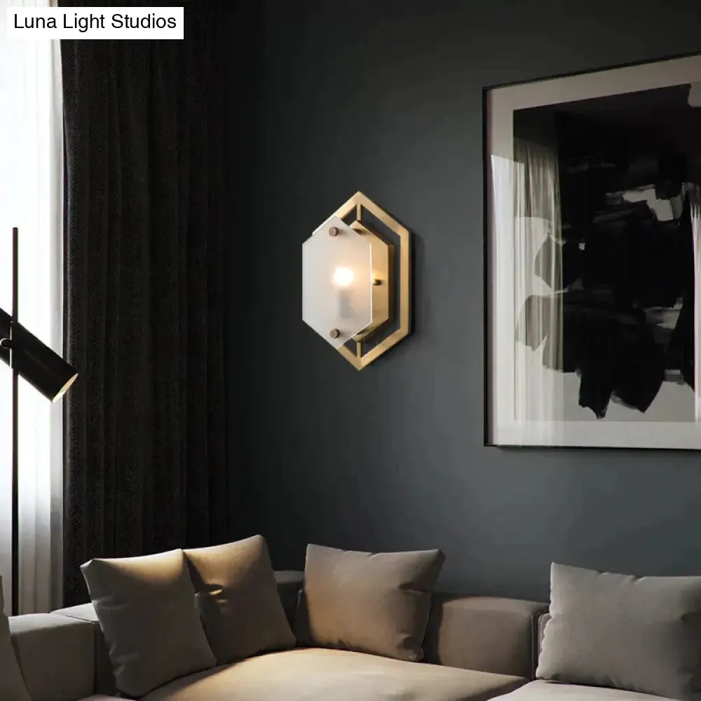 Modern Minimalist Luxury Hexagonal Copper Wall Lamp