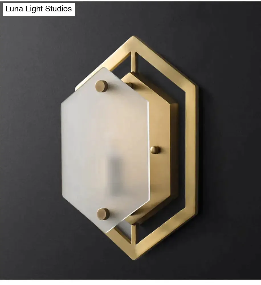Modern Minimalist Luxury Hexagonal Copper Wall Lamp