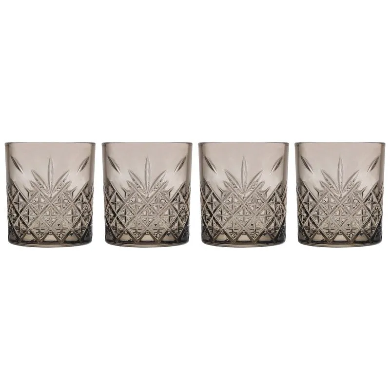 Pasabahce Timeless Glass Tumbler 345ml Whisky Grey 4pack 24203