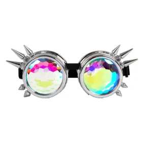 Silver Steampunk Kaleidoscope Round Goggles