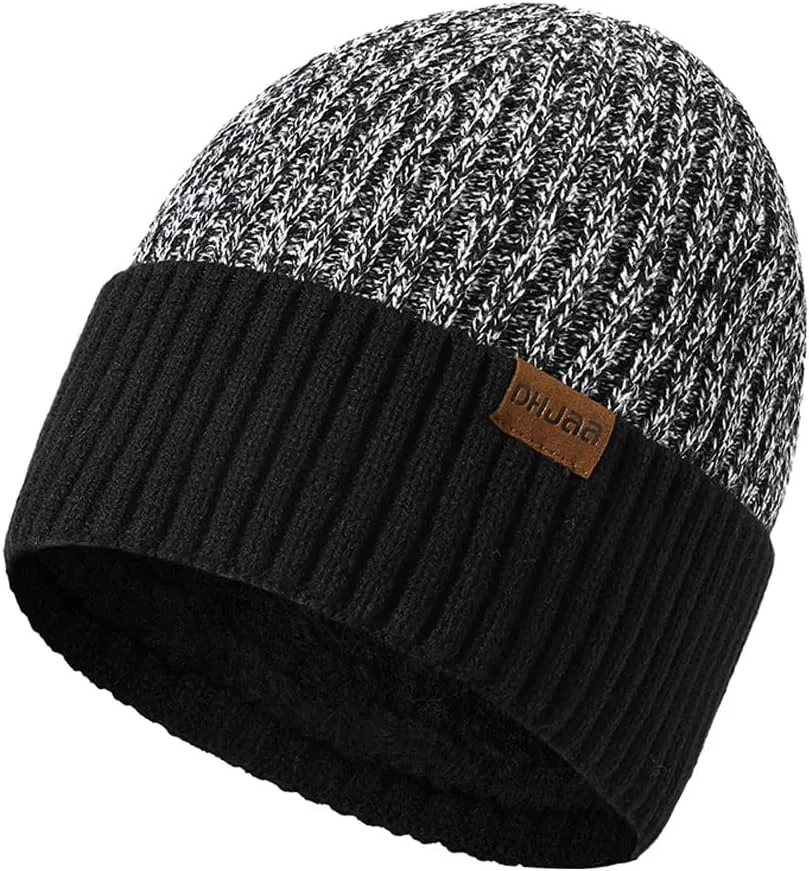 tuduoms Knitted Beanie Hat Scarf Touch Screen Gloves Winter Set Themal Gloves Set Thick Hat Mittens 3 in 1 for Cold Weather