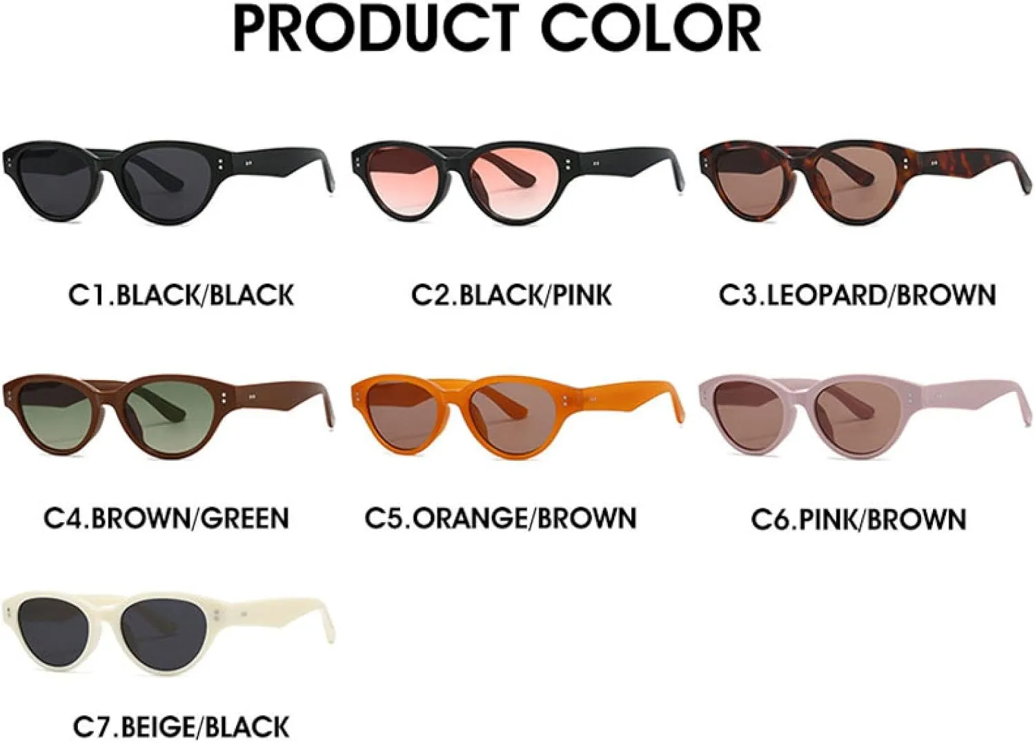 Vintage Cat Eye Sunglasses Women for Men Popular Luxury Sun Glasses Trend Punk Rivet Eyeglasses Uv400