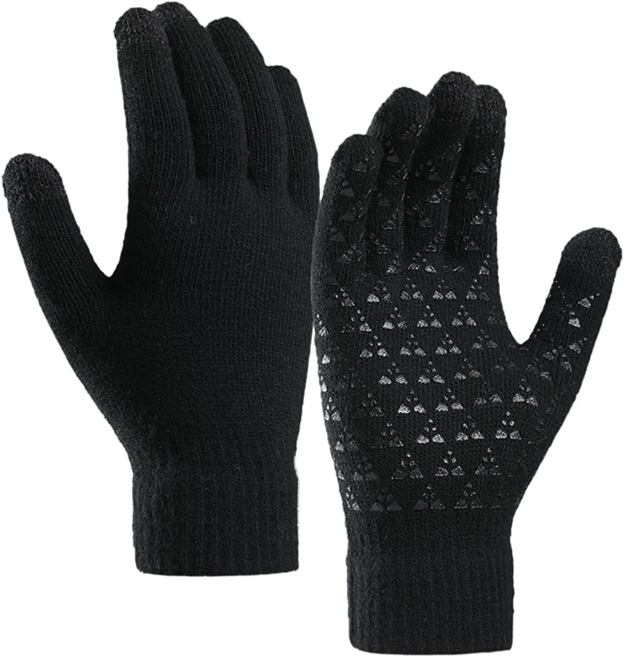 Winter Gloves,Full Fingers Touch Screen Thermal Knit Lining Warmers Gloves for Cold Weather Hiking Kids Driving