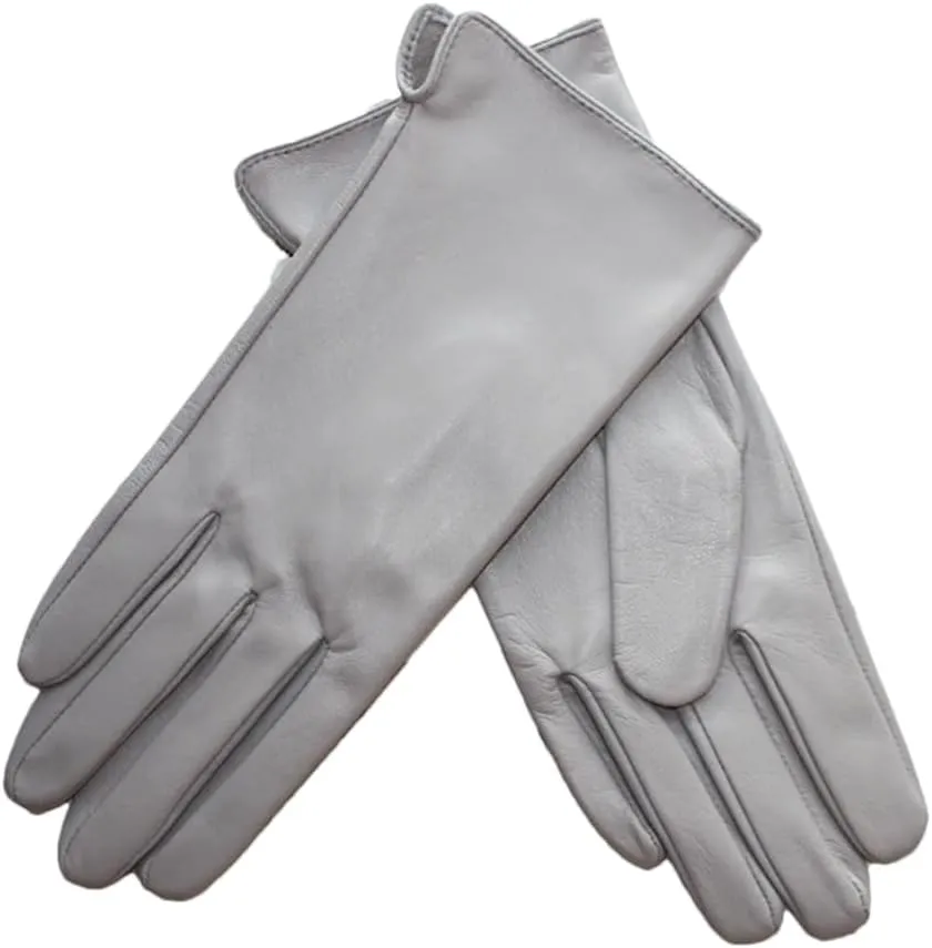 Women Sheepskin Touch Screen Gloves Single Leather Thin Unlined Classic Solid Straight Driving Gloves