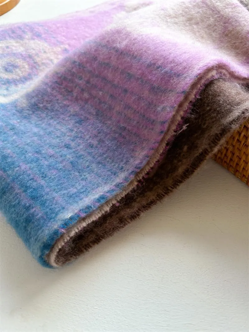 Women's Large Chunky Plaid Scarf Coloured Checked Oversized Scarf Tassel Soft Fall Winter Thick Warm Shawl