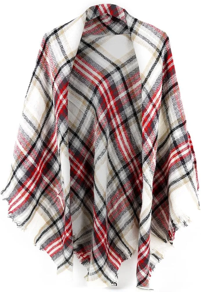 Women's Plaid Scarf Blanket Wrap Oversized Chunky Scarves Tartan Shawls