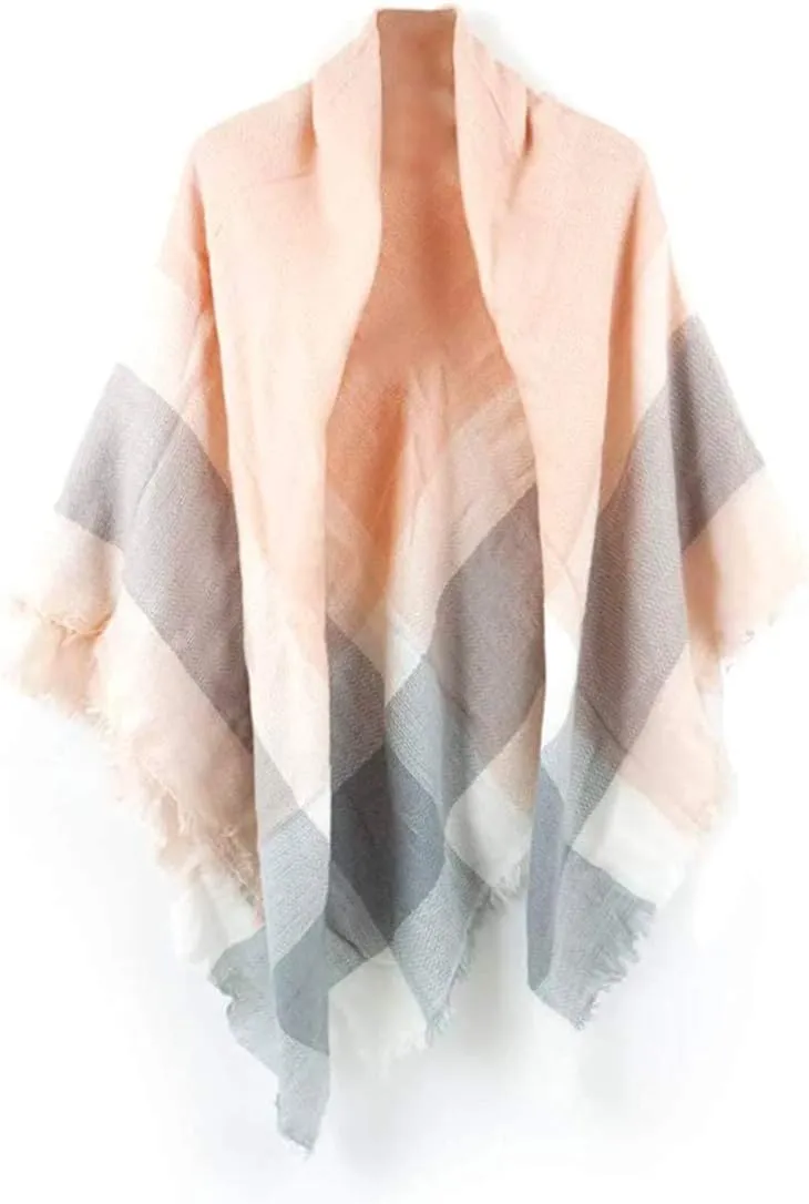 Women's Plaid Scarf Blanket Wrap Oversized Chunky Scarves Tartan Shawls