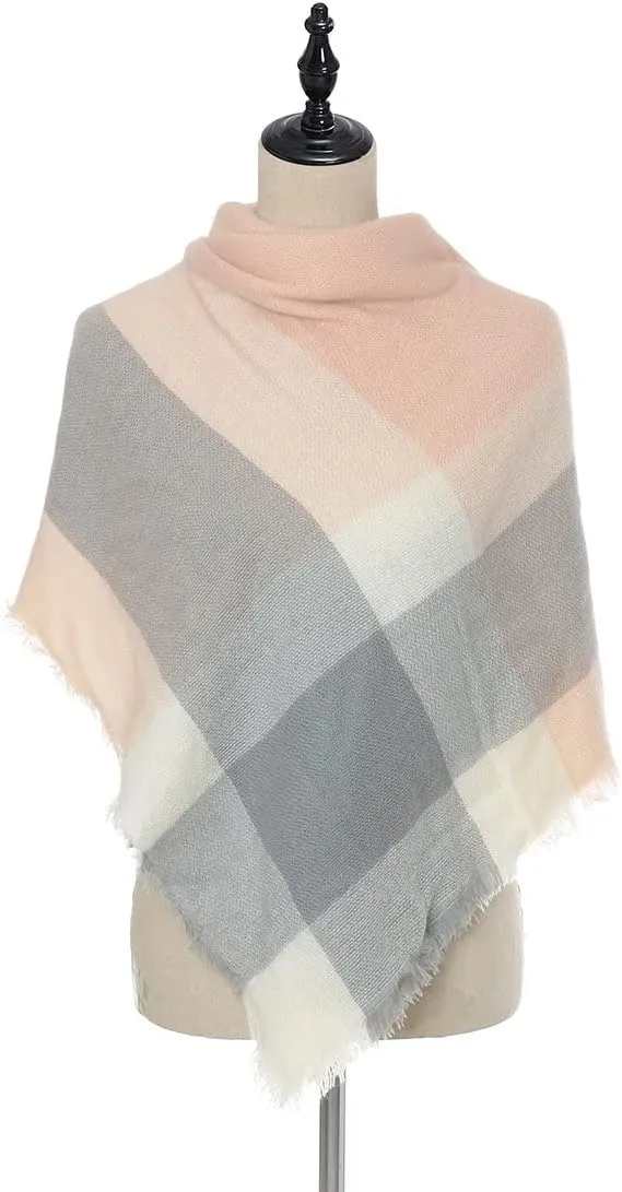 Women's Plaid Scarf Blanket Wrap Oversized Chunky Scarves Tartan Shawls