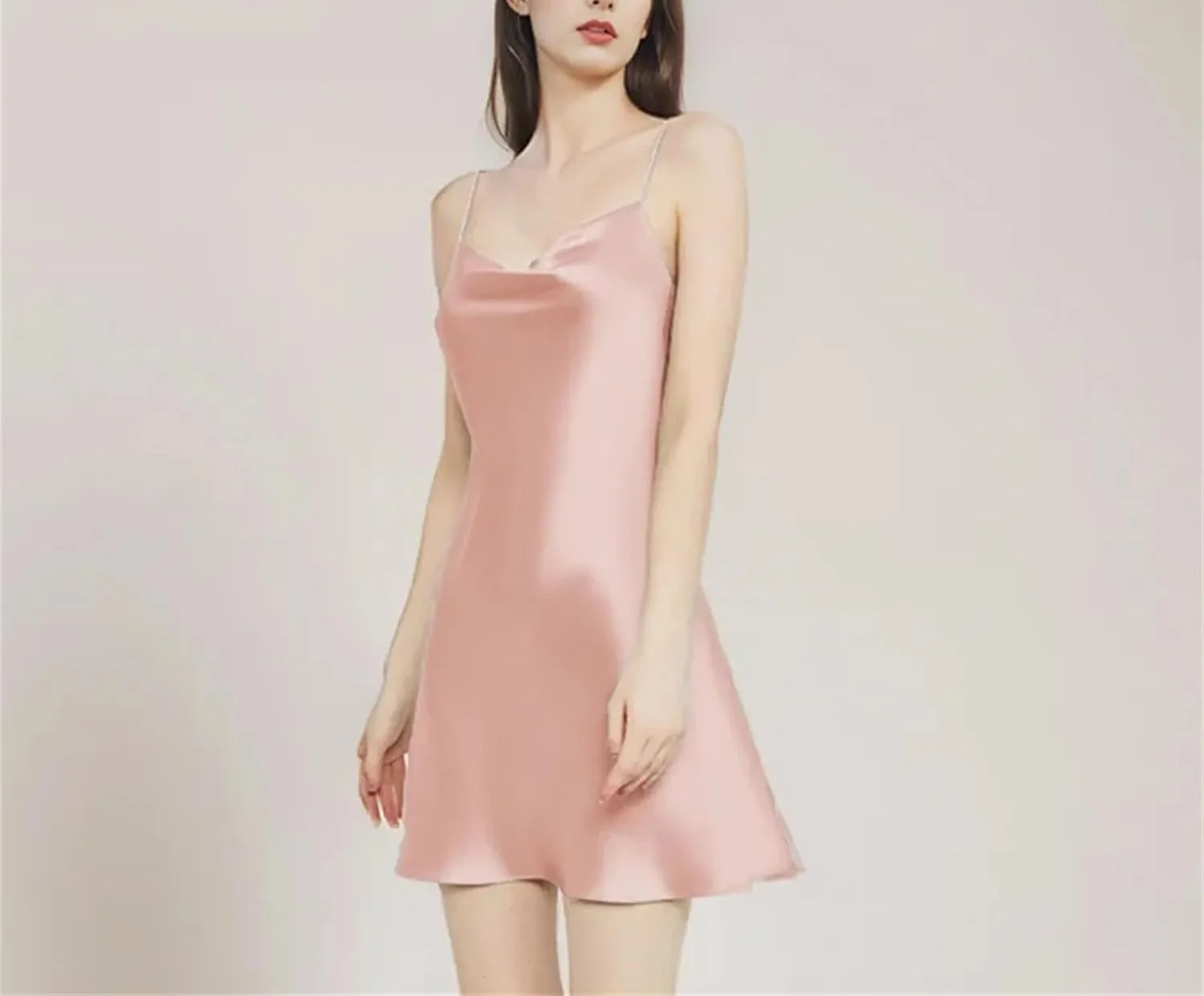 Women's Soft Silk Suspender Nightgown, Mini Slip Dress for Luxury Summer Lingerie