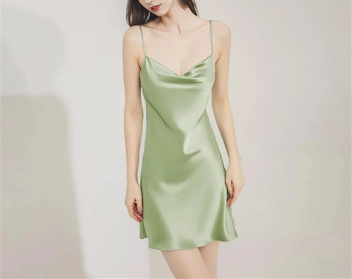 Women's Soft Silk Suspender Nightgown, Mini Slip Dress for Luxury Summer Lingerie