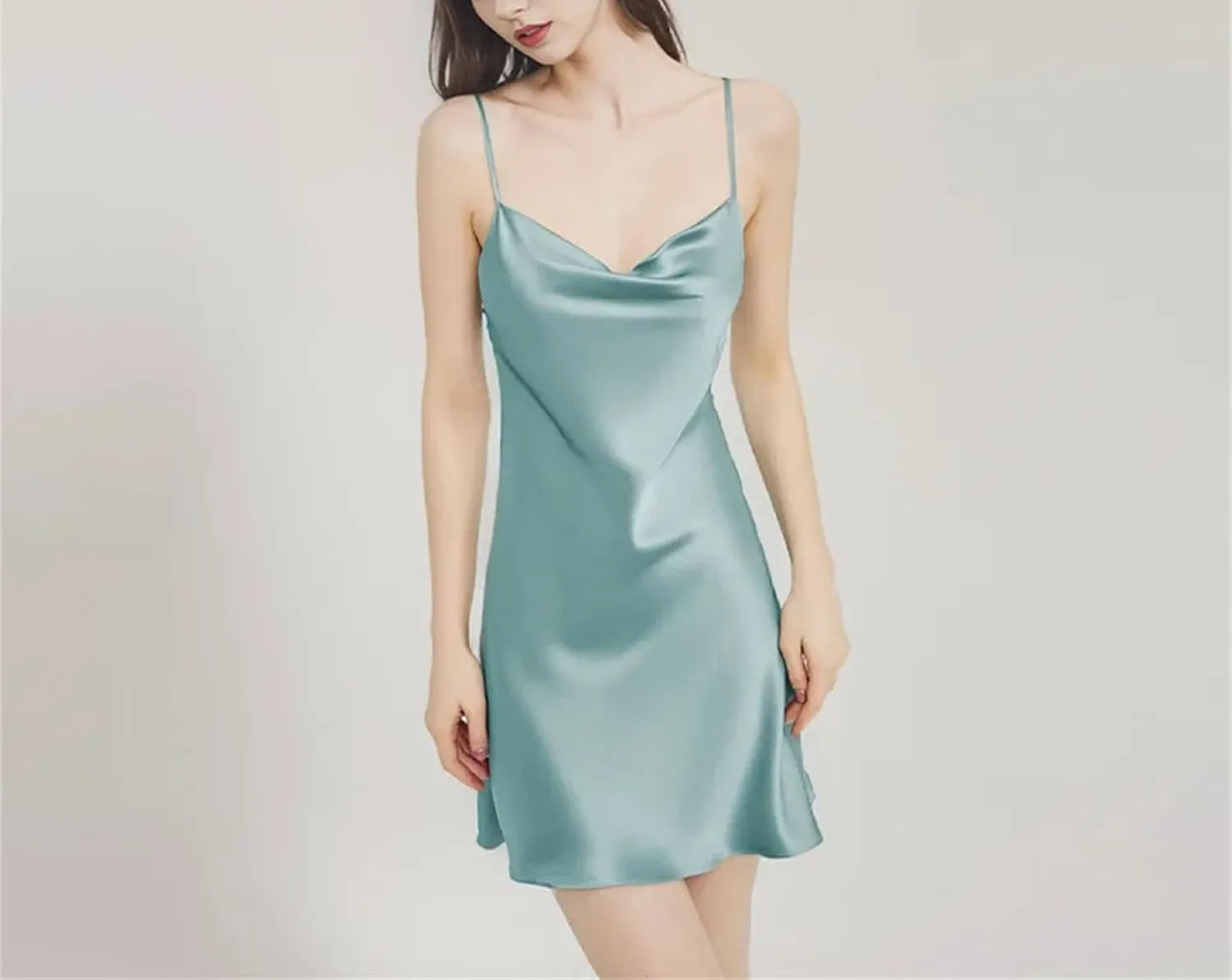 Women's Soft Silk Suspender Nightgown, Mini Slip Dress for Luxury Summer Lingerie