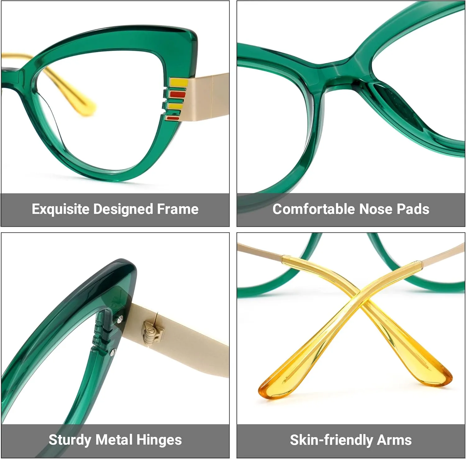 Zeelool Chic Acetate Cat Eye Glasses Frame with Non-prescription Clear Lens for Women Milly ZJGA239372