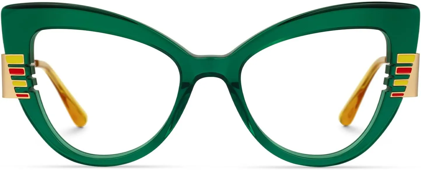 Zeelool Chic Acetate Cat Eye Glasses Frame with Non-prescription Clear Lens for Women Milly ZJGA239372