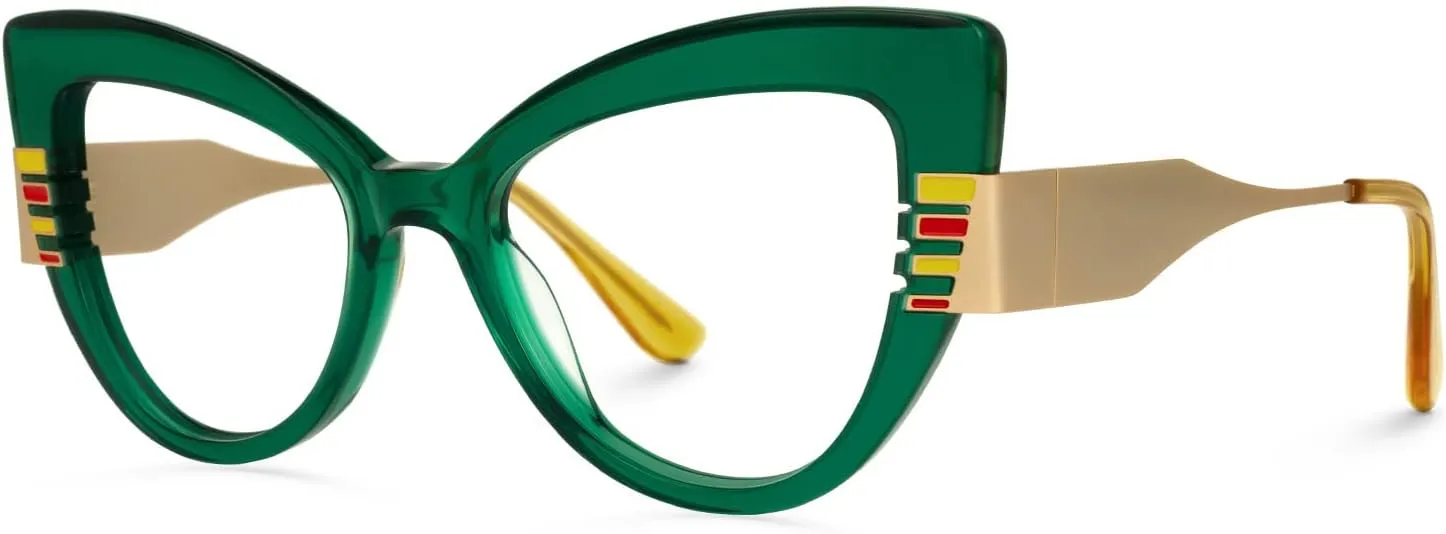 Zeelool Chic Acetate Cat Eye Glasses Frame with Non-prescription Clear Lens for Women Milly ZJGA239372