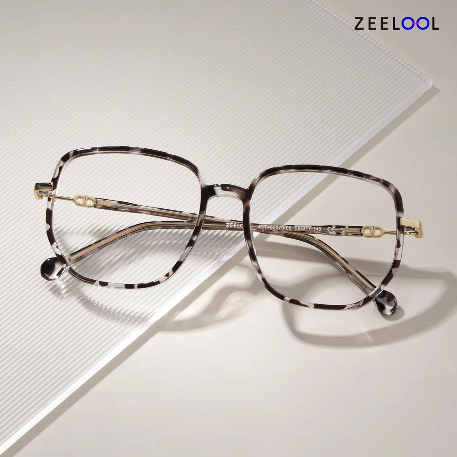 Zeelool Stylish Oversized Glasses for Women Chic Tortoise Geometric Eyeglasses with Non-prescription Clear Lens Joana