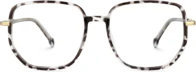 Zeelool Stylish Oversized Glasses for Women Chic Tortoise Geometric Eyeglasses with Non-prescription Clear Lens Joana