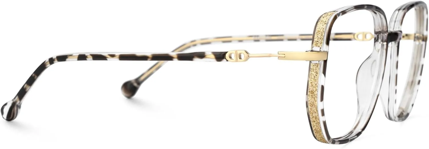 Zeelool Stylish Oversized Glasses for Women Chic Tortoise Geometric Eyeglasses with Non-prescription Clear Lens Joana